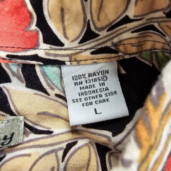 Batek Bay Hawaiian Shirt Mens Large Floral Button Up Beach Casual 100% Rayon - Picture 7 of 8